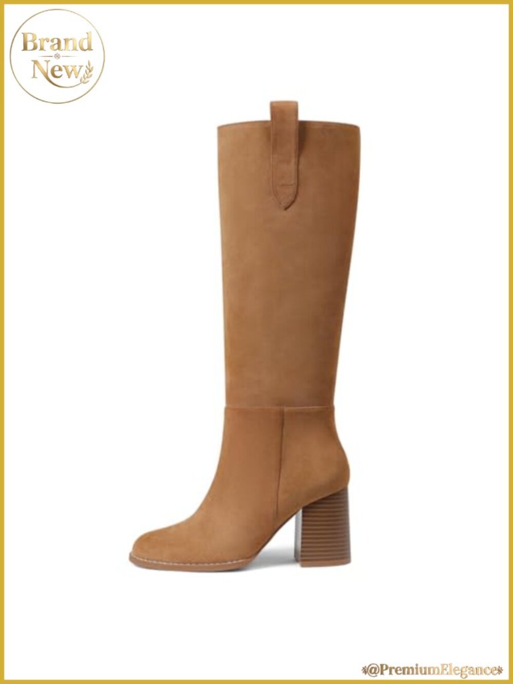 Suede Knee High Boots Womens Chunky Heel Round Toe Tall Boots